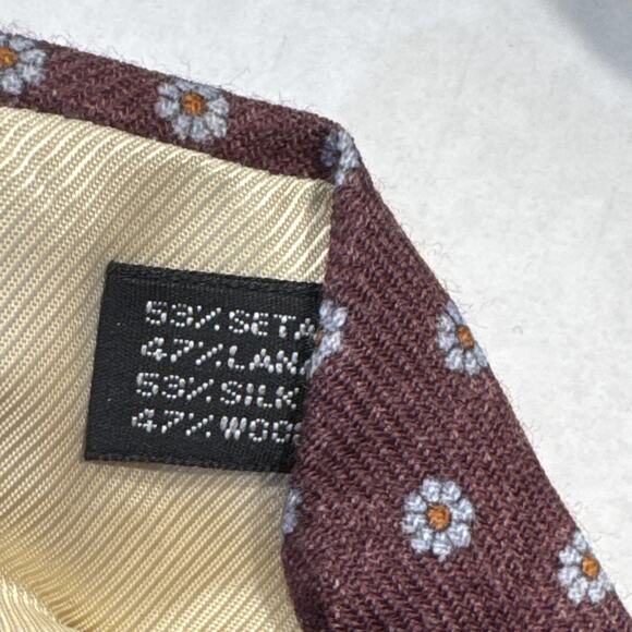 Beau Brummel VTG Italian Wool Blend Long Necktie Maroon & Gray Foulard Tie 64" L - Picture 6 of 7